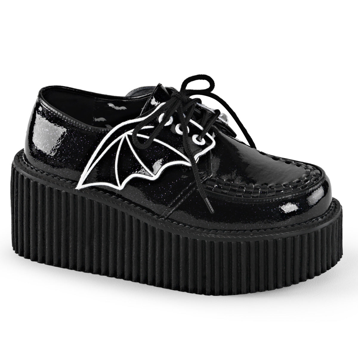 DEMONIA Creeper-205 Creepers - Black Glitter Vinyl