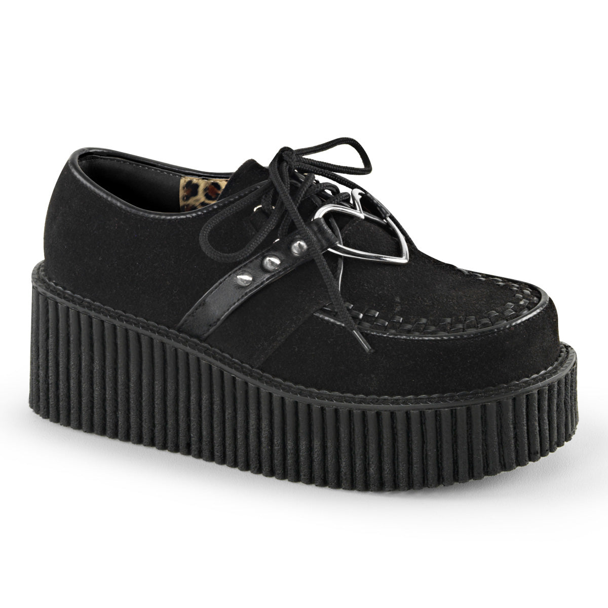 DEMONIA Creeper-206 Creepers - Black Vegan Suede-Vegan Leather