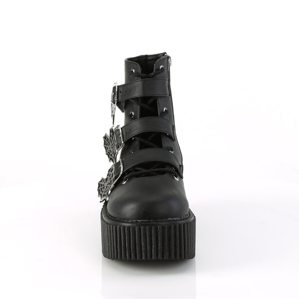 T.U.K pointed vegan creeper boots with multi buckle