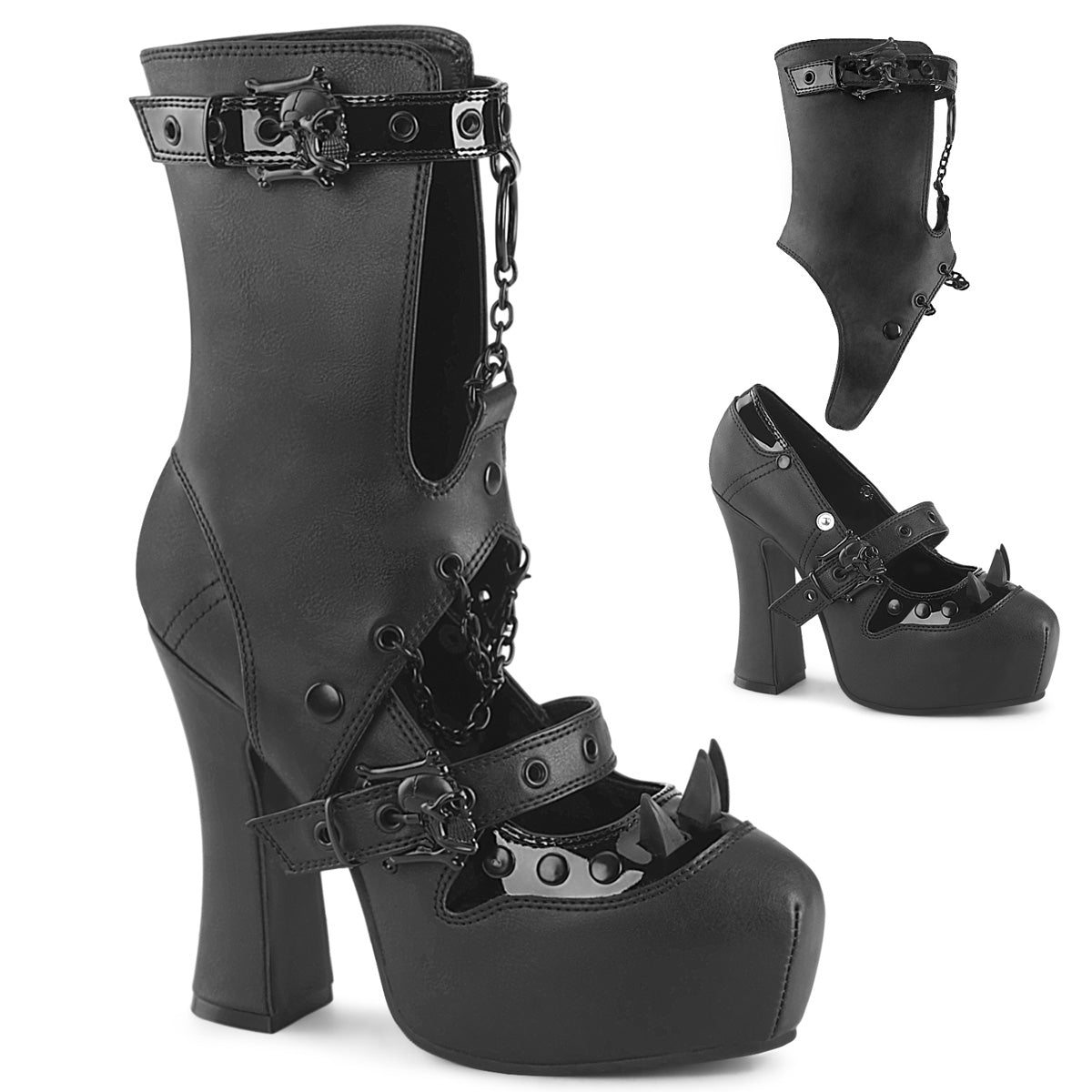 DEMONIA "Demon13" Pumps Black Vegan Leather Demonia Cult