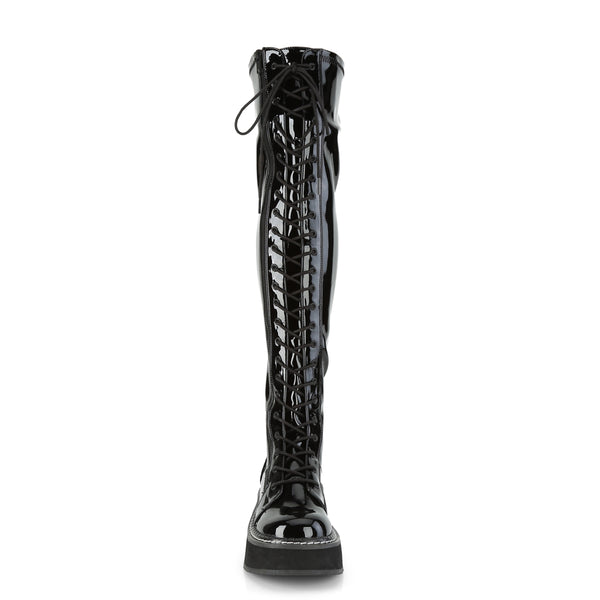 Demonia Emily-375 2 PF STR Thigh-High Lace-Up Boot