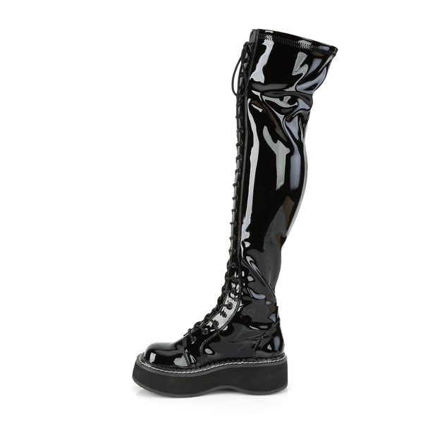 Demonia Emily-375 2 PF STR Thigh-High Lace-Up Boot