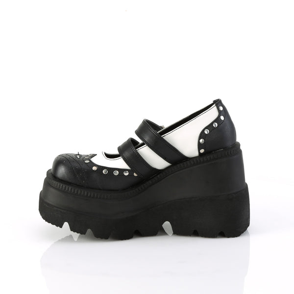DEMONIA "Shaker27" Platforms BlackWhite Vegan Leather Demonia Cult