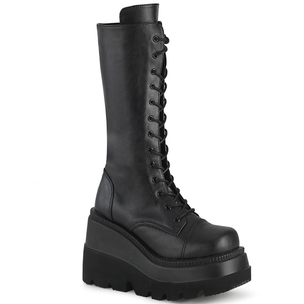 voksen Rund ned politik DEMONIA "Shaker-72" Knee-high Boots - Black Vegan Leather – Demonia Cult