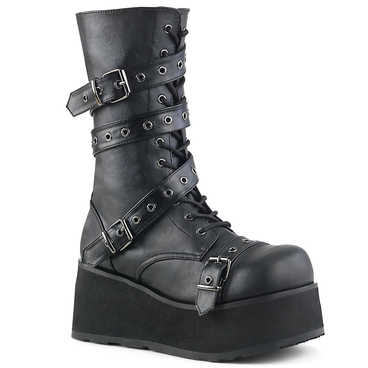 DEMONIA "Trashville-205" Boots - Black Vegan Leather