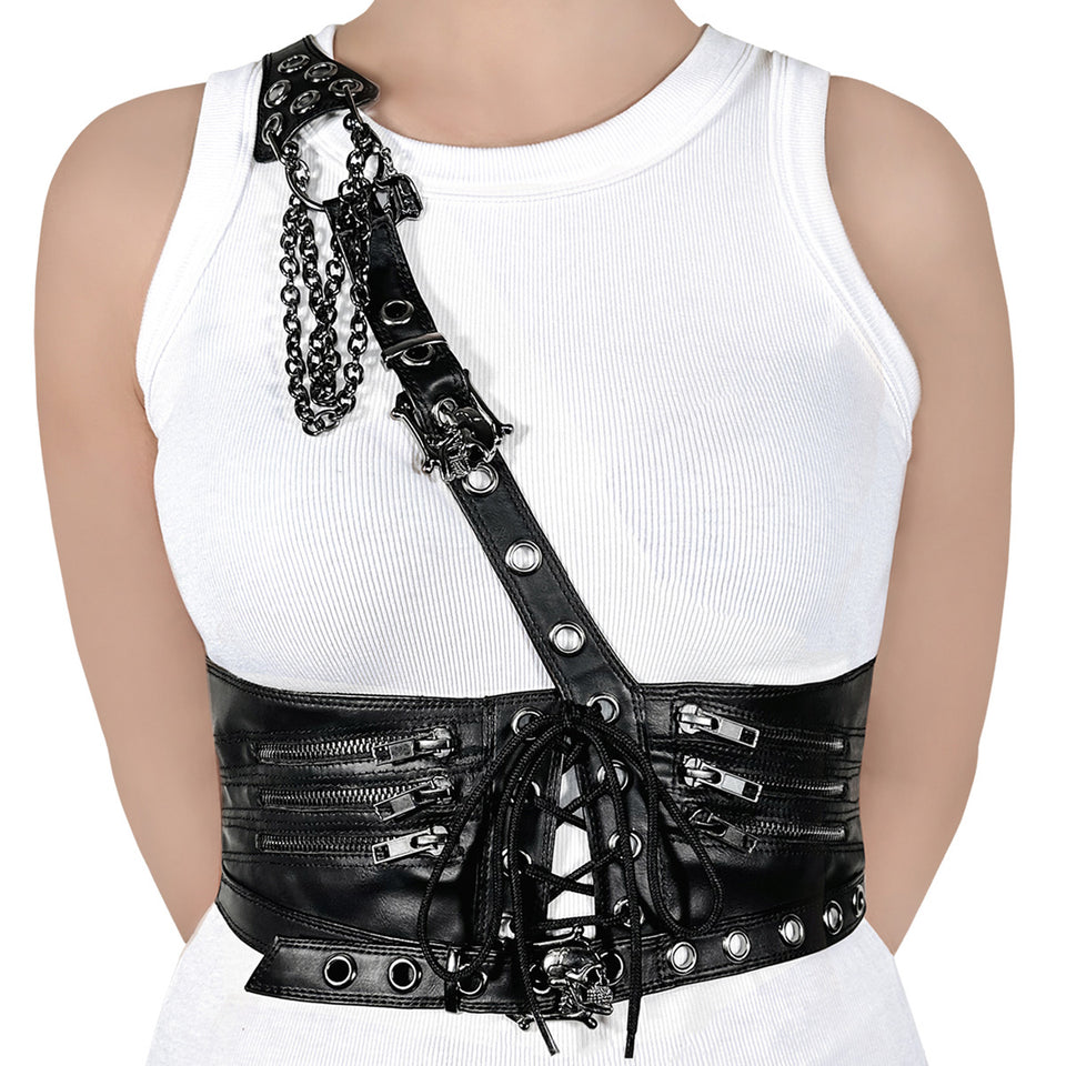 Small Black shops w/Silver Corset Harness