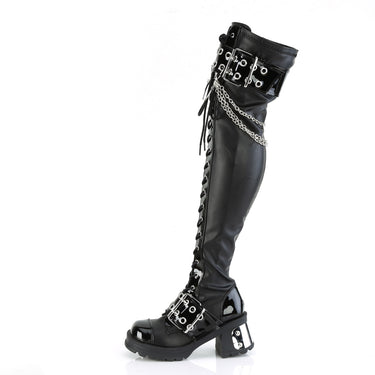 demonias shoes Women Boots Square Heel demonia boots platform shoes goth  Band Thigh High Shoes Black Spring winter boots Y0914