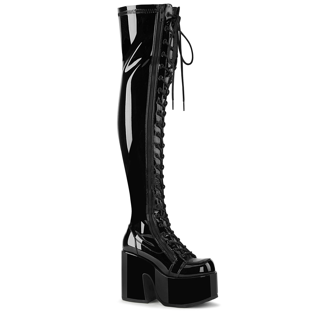 DEMONIA Camel-300 Over-the-knee Boots - Black Str Patent – Demonia Cult