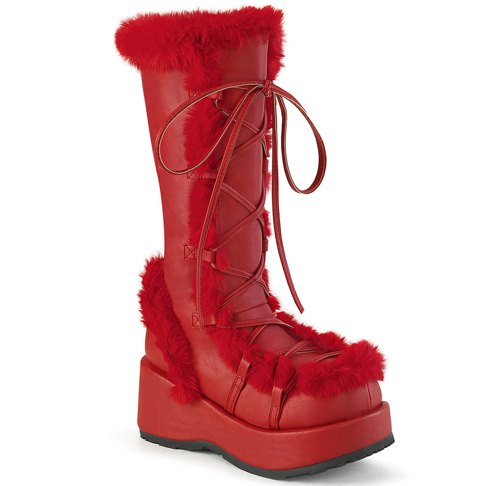 Red fashion fur boots