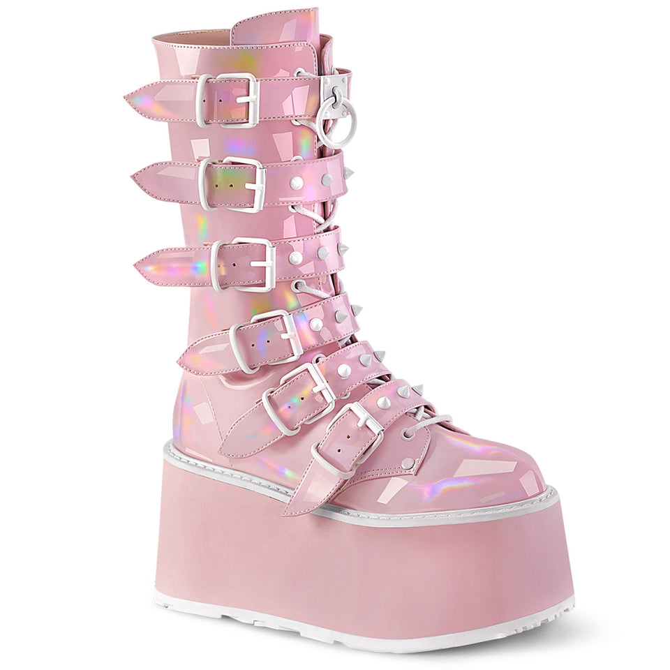 DEMONIA Damned 225 Boots Baby Pink Holo Patent Demonia Cult