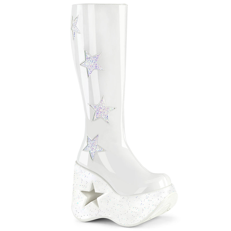 Demonia white dynamite online 218 knee high boots