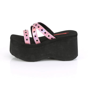 Black Chunky Foam Platform Flip Flops Thongs Sandals Punk Womans Shoes  Demonia