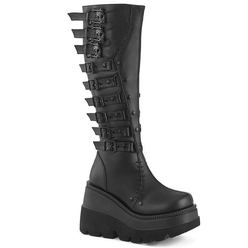 DEMONIA Shaker 232 Boots Black Vegan Leather Demonia Cult