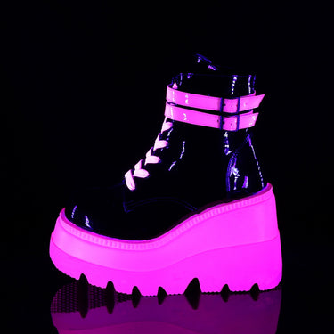 DEMONIA Shaker-52 Boots - Black Patent-UV Neon Pink – Demonia Cult