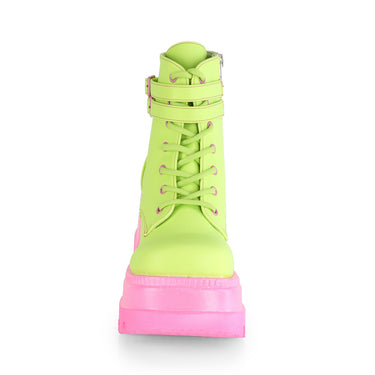 DEMONIA Shaker-52 Boots - Lime Reflective Vegan Leather/Pink – Demonia  Cult