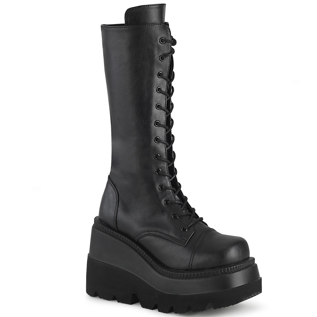 DEMONIA "Shaker72" Kneehigh Boots Black Vegan Leather Demonia Cult