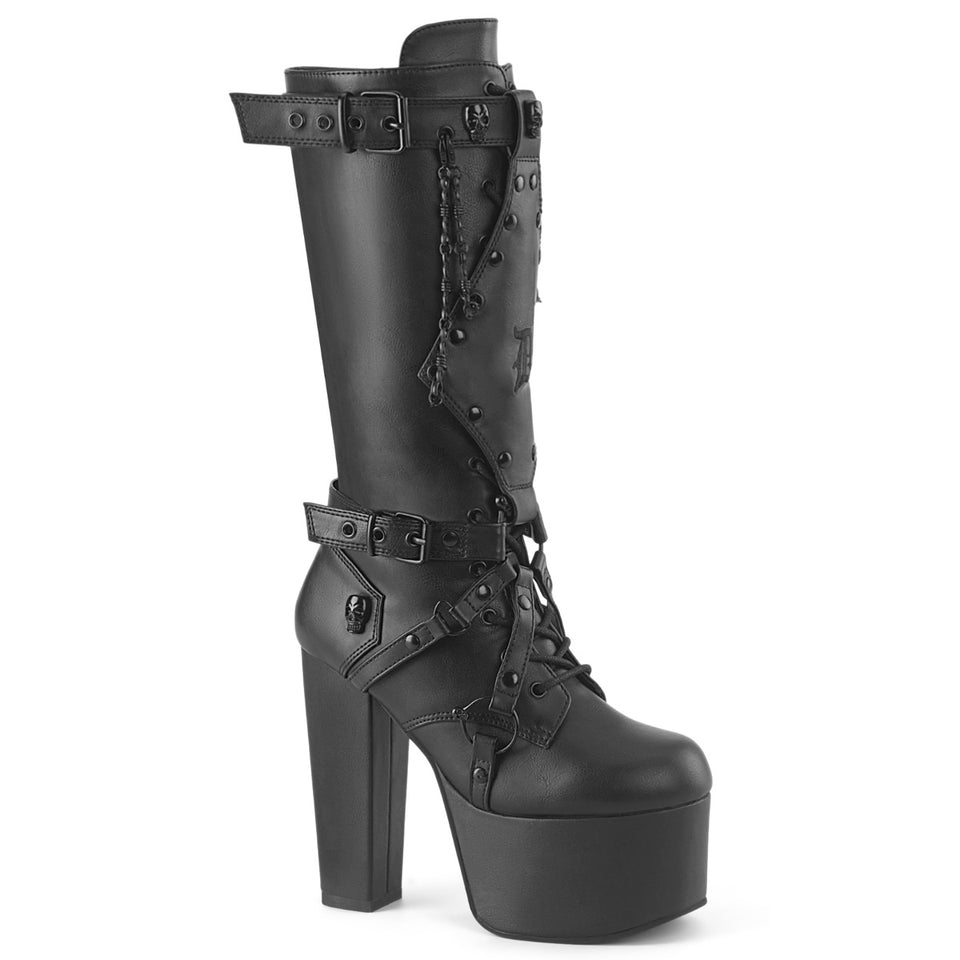 DEMONIA Torment 218 Boots Black Vegan Leather Demonia Cult