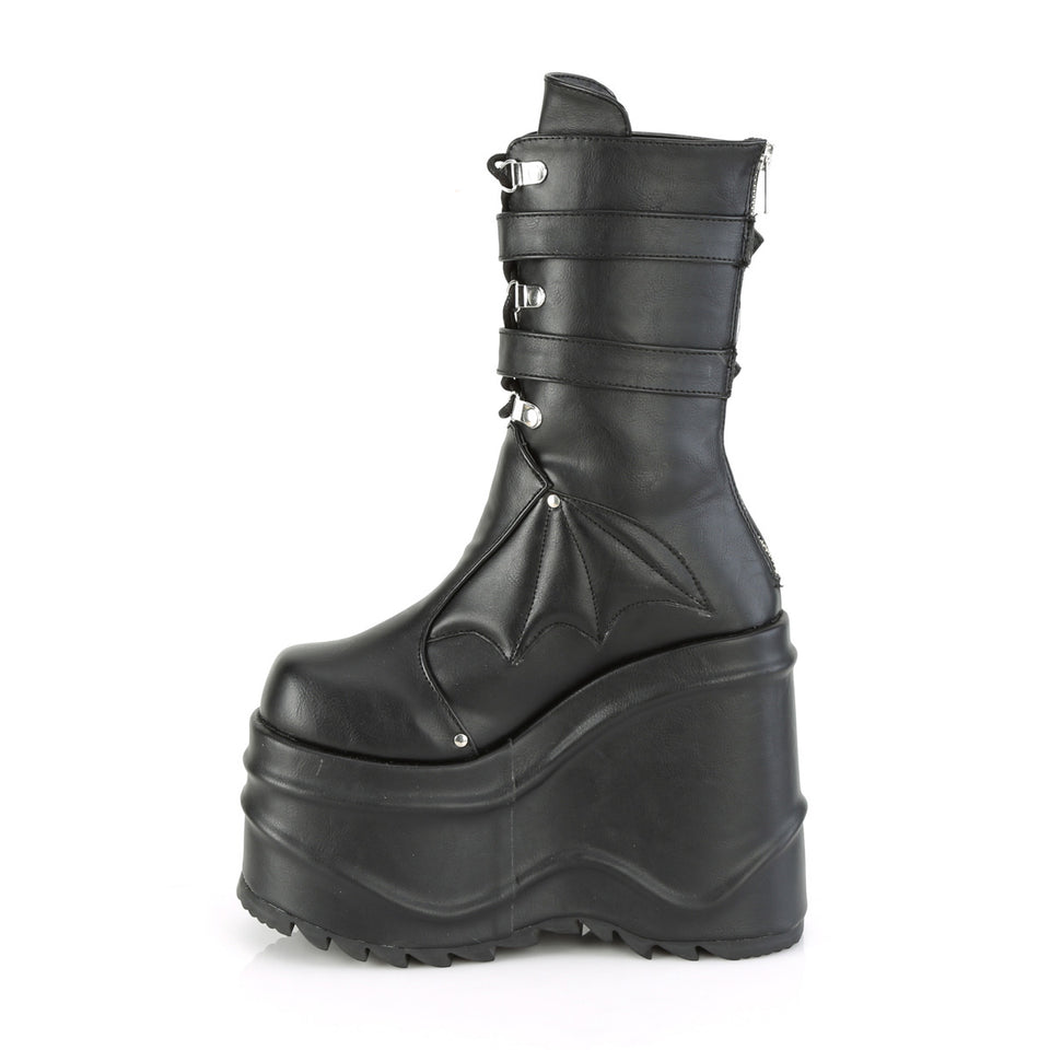 PAULACANOVASDELVAS DIABLO BOOTS BLACK PLEATHER ロングブーツ Diablo Boots in Black Pleather – SVRN